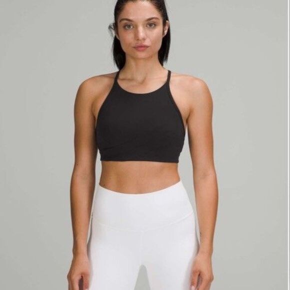 lululemon athletica Other - Lululemon Size 6 Flow Y Wrap-Front High-Neck Crossback Yoga Bra Black